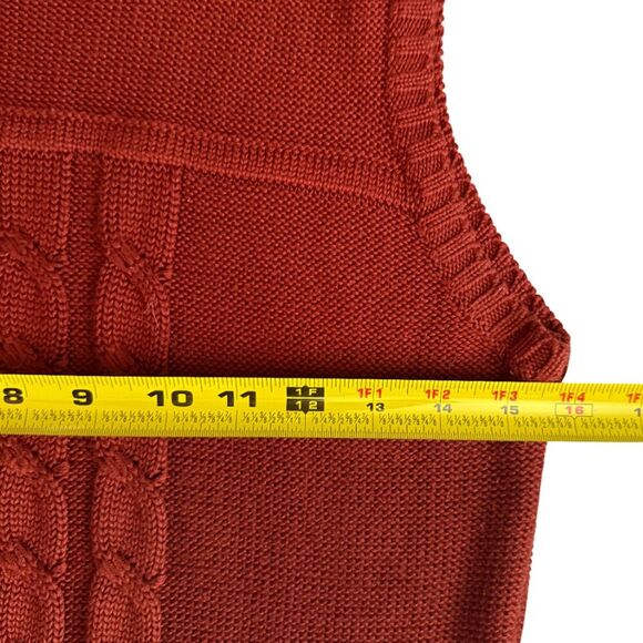 Calvin Klein Rust Orange Sleeveless Turtleneck Cable Knit Sweater Dress Size S/M - Picture 10 of 11